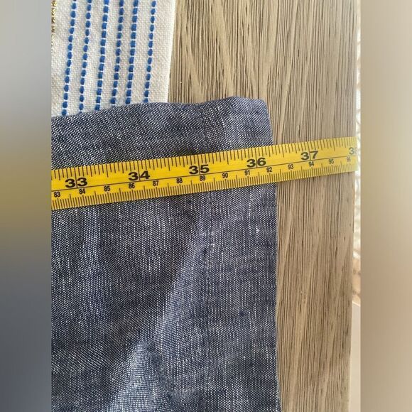 Opus Maritta Pants Women Blue Straight Wide Leg EU Size 42 Drawstring 100% Linen - Picture 14 of 15